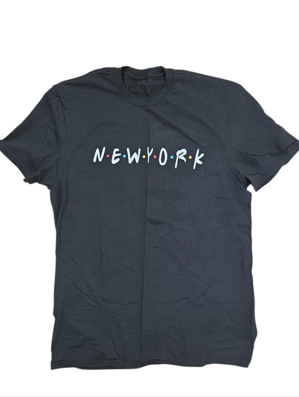 New York Black Graphic Print Short Sleeve T-Shirt Mens Size Large